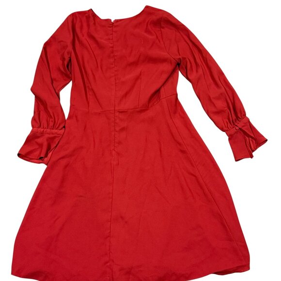 ANN TAYLOR Keyhole Tie Front Flare Dress Zesty Red Womens 10 - Picture 5 of 6